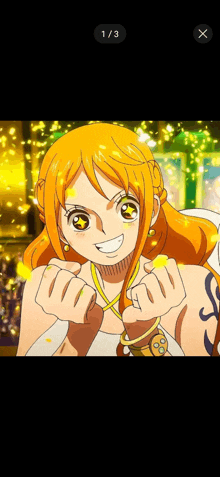 a screenshot of nami from one piece with the number 1/3 on the bottom