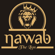 a logo for nawab the lion with a lion with a crown on its head