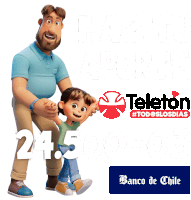 an advertisement for teleton shows a man and a girl