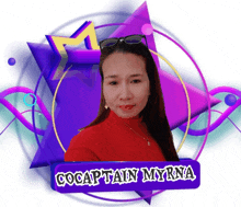 a picture of a woman with the name cocaptain myrna written below her