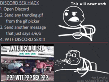 a screenshot of a discord sex hack and a cartoon of a man with a spoon in his mouth