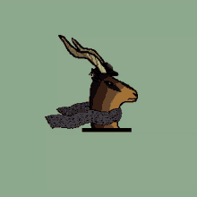 a pixel art drawing of a deer wearing a scarf and hat