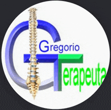 a logo for gregorio terapeuta has a spine in the center