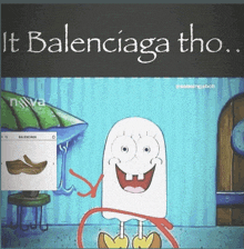 a picture of a cartoon character with the words " it balenciaga tho "