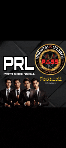 a group of men standing next to each other with a logo that says prl