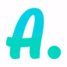 a blue letter a with a green circle in the middle