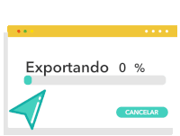 a computer screen that says exportando 98 % and a cancelar button