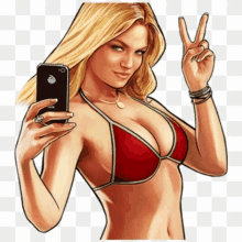 a woman in a bikini is taking a picture of herself