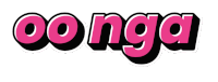 a pink and black logo that says onga