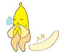 a cartoon drawing of a banana with a blue bubble coming out of it 's mouth