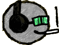 a drawing of a person wearing headphones and a headset with a microphone