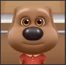 a cartoon dog wearing a red shirt is standing in an elevator .