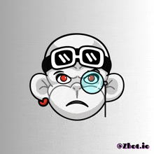 a cartoon of a monkey wearing goggles and a magnifying glass says @ zhot.io