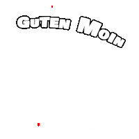 a white background with the words guten moin in white letters