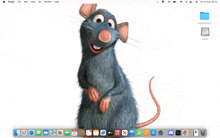 a computer screen with a picture of a cartoon rat on it