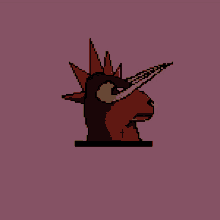 a pixel art drawing of a unicorn with a mohawk and a cross on its chest