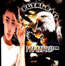 a poster with a bald eagle and the words putri bali on it