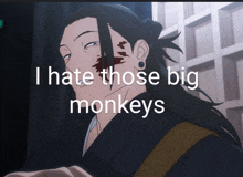 a man with blood on his face and the words " i hate those big monkeys "