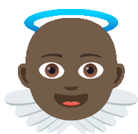 a cartoon illustration of an angel with a blue halo around his head