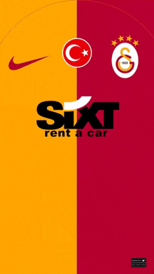 a sixt rent a car logo is displayed on a red and orange background