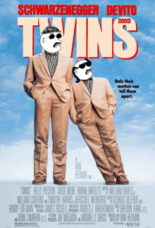 a movie poster for the movie twins starring schwarzenegger devito and ivan betman