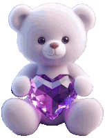 a teddy bear is holding a purple heart in its paws