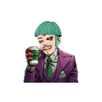 a cartoon of the joker holding a cup of coffee and smoking a cigarette