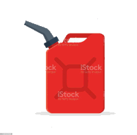 a red gas can with a black nozzle on a white background