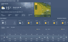 a screenshot of a weather forecast shows that it is mostly cloudy