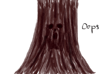 a drawing of a tree with a face and the word oops below it