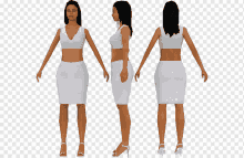 a 3d model of a woman wearing a white dress and heels