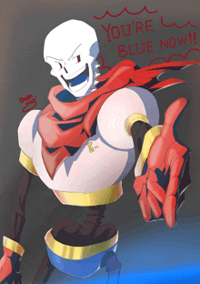 a drawing of papyrus with the words you 're blue now on the bottom