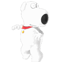 a white cartoon character with a red collar and a yellow pendant