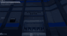 a screenshot of a video game that says ' visitation room ' on the wall