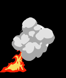 a cartoon drawing of an explosion with smoke and flames coming out of it