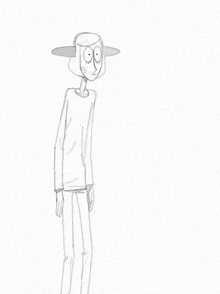 a drawing of a person wearing a hat