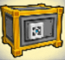 a pixel art illustration of a safe with a lock on it .