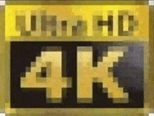 a pixelated image of a 4k logo on a black and yellow background .