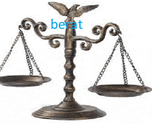 a scale with a bird on top of it and the word berat written in blue