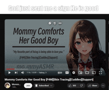 a video titled mommy comforts her good boy