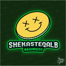 a logo for the shekasteqalb regiment with a dead smiley face