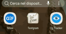 a phone screen shows the app icon for textgram