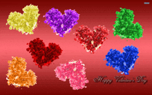 a valentine 's day greeting card with colorful hearts and the words " happy valentine 's day "