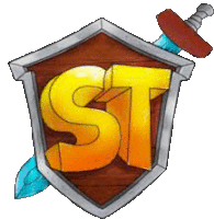 a shield with the letter st and a sword