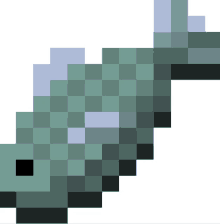 a pixel art drawing of a fish with a white background