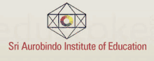 a logo for sri aurobindo institute of education with a colorful circle in the middle