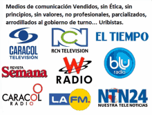 a collage of logos including caracol television and la fm radio