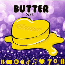 a picture of a heart shaped piece of butter with the date 5/21