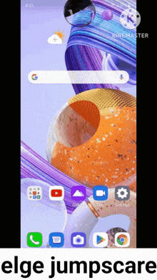 a screenshot of the home screen of an lg phone with the words elige jumpscare below it .