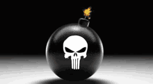 a black bomb with a punisher skull on it